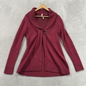 Susina Button Front Cardigan Long Sleeves Women XL Fuchsia Pink Knit Y2K Vtg